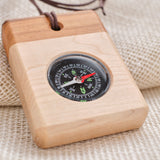 Directional Wood Pocket Fluid-Filled Compass or Necklace, Rectangle/Square, Multicolor, Maple Bottom