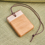 Directional Wood Pocket Fluid-Filled Compass or Necklace, Rectangle/Square, Multicolor, Cherry Bottom