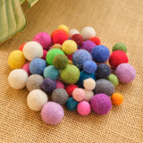 Handmade Wool Felt Balls, Multi-Size, Multi-Color, Set of 60