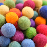 Handmade Wool Felt Balls, 2.5 cm Diameter, Jewel Tone Rainbow Colors, Set of 48