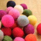 Handmade Wool Felt Balls, 2.5 cm Diameter, SOLID colors, Set of 35