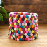 Wool Felt Ball Basket - Jewel - 7 1/2" x 6" Tall