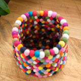 Wool Felt Ball Basket - Jewel - 7 1/2" x 6" Tall