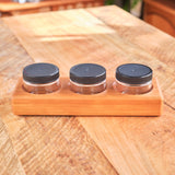 Simple 3 Jar Paint Holder - Cherry Wood with Glass Jars/Plastic Lids