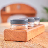 Simple 3 Jar Paint Holder - Cherry Wood with Glass Jars/Plastic Lids