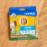 Lyra Ferby (Short) Colored Pencils, Set of 12, 4.75" Unlacquered Triangular Barrel