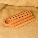 Cherry Wood Crayon Holder - 16 block and 16 stick with Crayon Sharpener Holder with Postcard Slot
