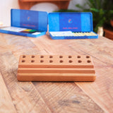Cherry Wood Crayon Holder - 16 block and 16 stick with Postcard/Art Slot