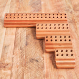 Cherry Wood Crayon Holder - 8 block and 8 stick with Postcard/Art Slot