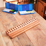 Cherry Wood Crayon Holder - 32 block and 32 stick with Postcard/Art Slot