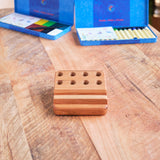 Cherry Wood Crayon Holder - 8 block and 8 stick with Postcard/Art Slot