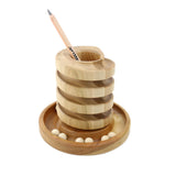 Wood Desktop Marble Run Pencil Holder - Maple & Cherry Base