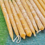 Twelve Small Hand-Dipped Pure Beeswax Taper Candles - 5" x .45" - DISCOUNTED