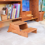 Cherry Wood Folding Step Stool/Chair, 7 1/2" High Seat