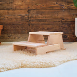 Maple Wood Folding Step Stool/Chair, 7 1/2" High Seat