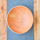 Set of 3 Handmade Wooden Bowls with Sculpted Thin Rim - Cherry Hardwood