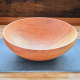 Handmade Wooden Bowl with Thin Sculpted Rim - 14-15" Diameter - Cherry Hardwood