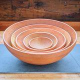 Handmade Wooden Bowl with Thin Sculpted Rim - 11-12" Diameter - Cherry Hardwood