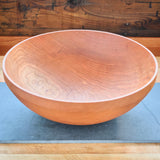 Handmade Wooden Bowl with Thin Sculpted Rim - 16-17" Diameter - Cherry Hardwood