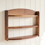 3 Tiered Walnut Wood Wall Shelf - 24" L x 6" D x 17" H - Three Shelves