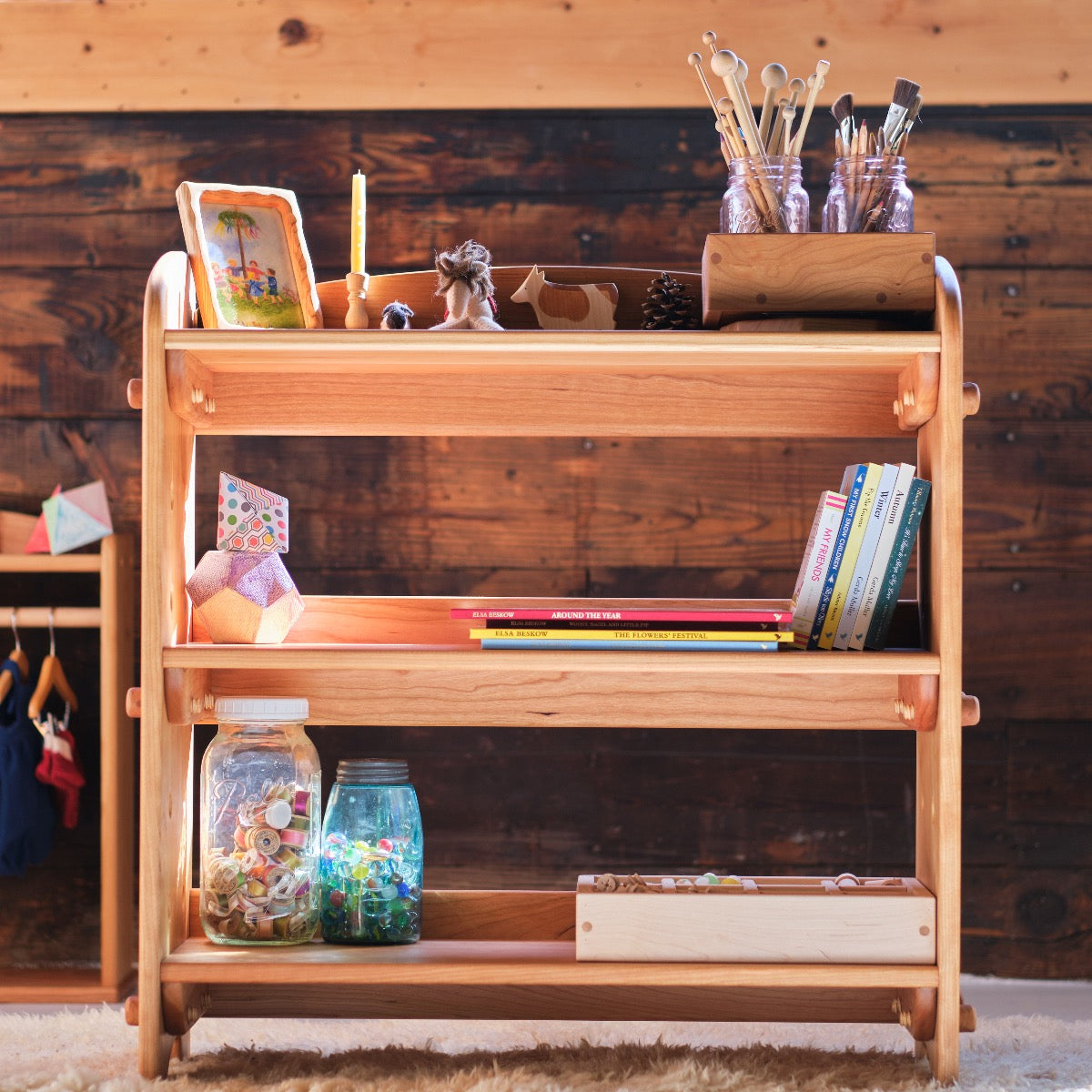 32" Adjustable Cherry Wood Shelving Unit/Bookcase - 2 or 3 Shelf Options