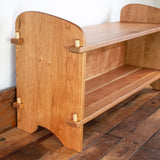 Handmade Solid Cherry Wood Solid Back Bookshelf Shelving Unit - 20" Tall - 2 Shelves