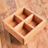 Cherry Wood Table Top Caddy / Lazy Susan with Removable Dividers - 8 3/8" W x 3.5" H