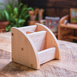 Maple Wood Pencil Holder / Desk Accessory Caddy - 5.75" L x 5" H x 5" D