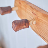 Sculpted Cherry Coat Rack with Walnut Bolts - 18" L x 3" H x 3.5" D