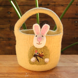 Yellow Wool Felt Bunny Basket