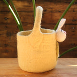 Yellow Wool Felt Bunny Basket