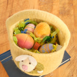 Yellow Wool Felt Bunny Basket
