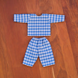 14" Waldorf Doll Pajamas, Blue Plaid