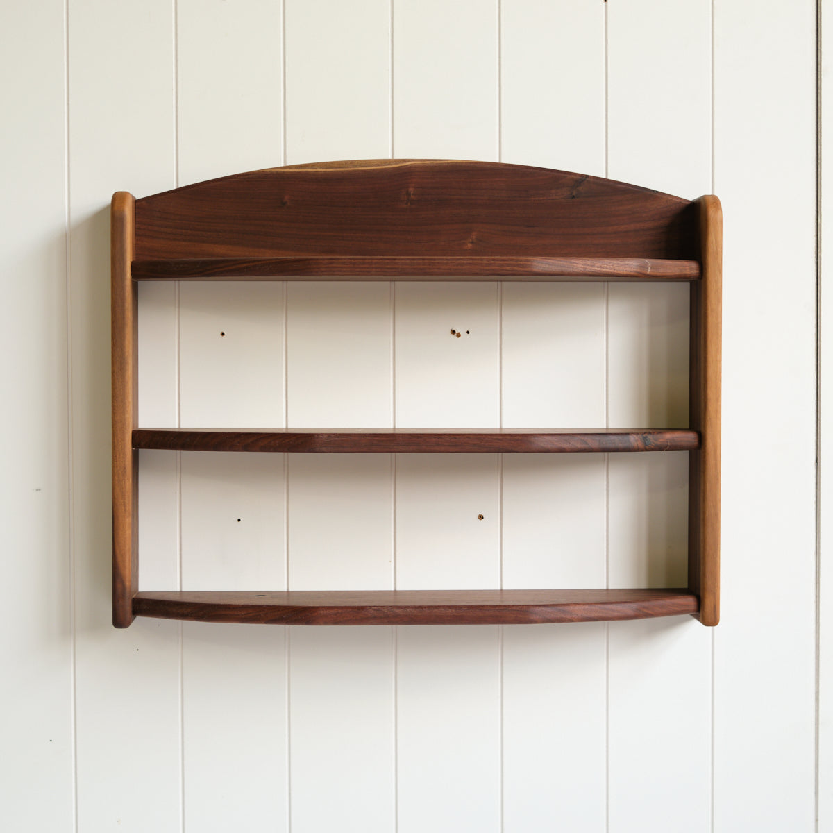 3 Tiered Walnut Wood Wall Shelf - 24" L x 6" D x 17" H - Three Shelves