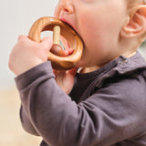 Cherry Rattle & Maple Wood Teether Gift Set - Green Ribbon