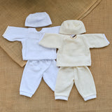15" Waldorf Baby Doll Cotton Terry Cloth 3 Piece Outfit - Cream or White