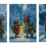 Set of 3 Winter Postcards - Candlelight, Sledding, Lantern by Elisabeth Nyman