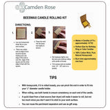 Large Beeswax Candle Rolling / Making Kit - 8" x 7/8" = 8 candles