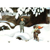 Elsa Beskow Postcard, Crooked-Root and Larch Winter Scene - 4-1/8" x 5-13/16"
