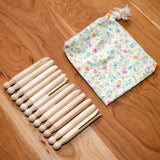 Wooden Clothespins, 12 with Bag, Yellow Floral