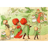 Elsa Beskow Postcard, Strawberry Family - 4 1/8" x 5 13/16"