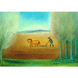 Farmer Plowing Postcard by Ruth Elsasser - 4 1/8" x 5 13/16"