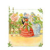 Elsa Beskow Postcard, Flower Party, Queen Chair- 4-1/8" x 5-13/16"