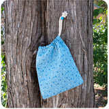 Small Cotton Gift Bag / Storage Bag - Light Blue with Bursts 6.5" x 7"