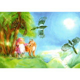 Gnome with Fox (Vixen), postcard by Johanna Schneider 4-1/8" x 5-7/8"