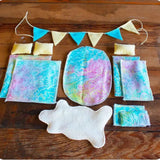 Dollhouse Accessory Set, (12 Piece), Aqua, Yellow, Swirl