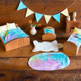 Dollhouse Accessory Set, (12 Piece), Aqua, Yellow, Swirl