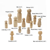 Wooden Craft Peg Dolls - Select Individually