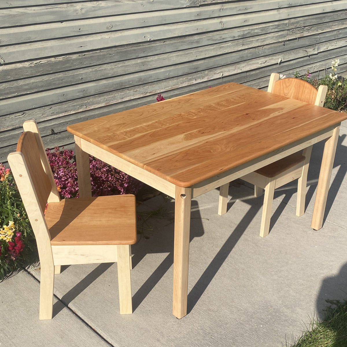 Large Child Height Simple Rectangle Table or Table with Chairs + Add-on Benches - Beeswax Finish - 42" x 28"