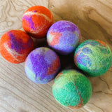 Handmade Wool Felt Balls, 3 cm Diameter, Set of 6